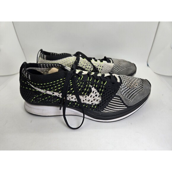 Nike Flyknit Racer Shoes Mens 5.5 Black White Volt Running Athletic Gym Sneakers main image 8